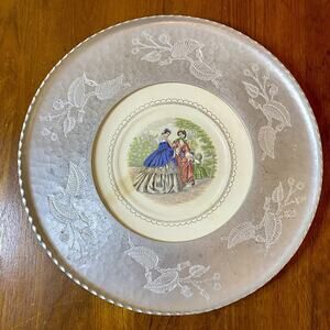 Vintage Farberware Brooklyn NY Porcelain and Hammered Aluminum 16” Serving Plate